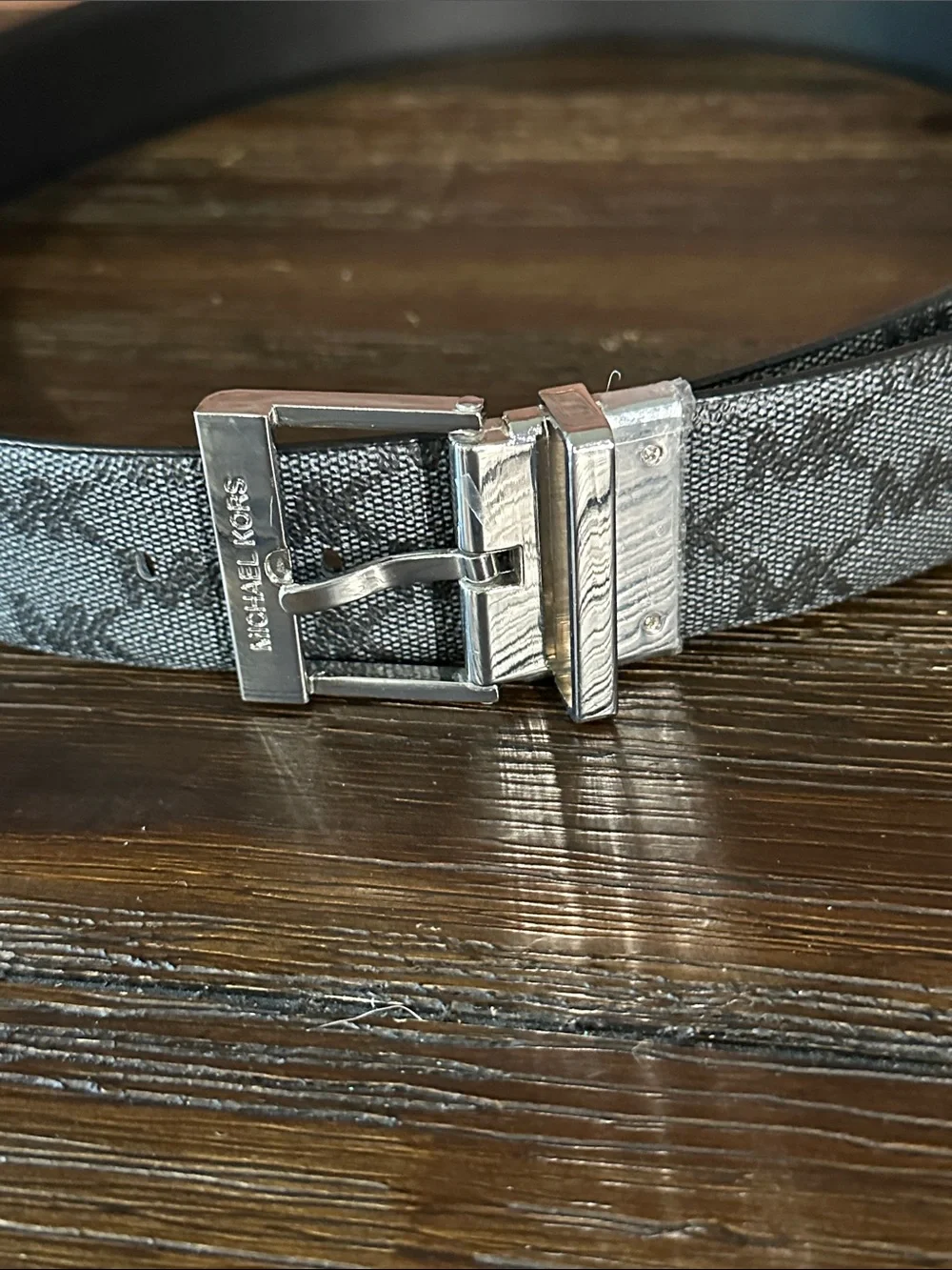 Michael Kors Men's Reversible Black and Gray Signature Logo Belt